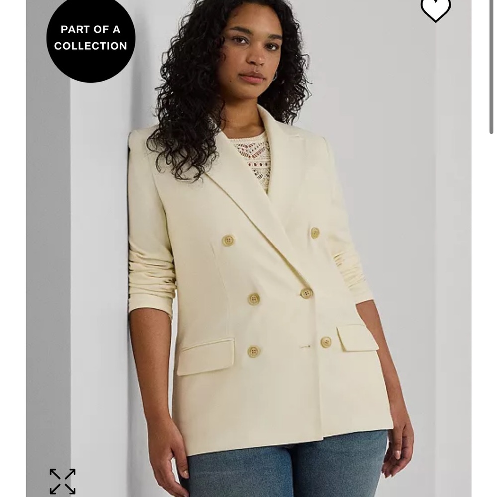 Ralph Lauren cream white blazer winter cream 14 petite